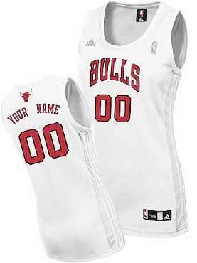 Women's Customized Chicago Bulls White Jersey